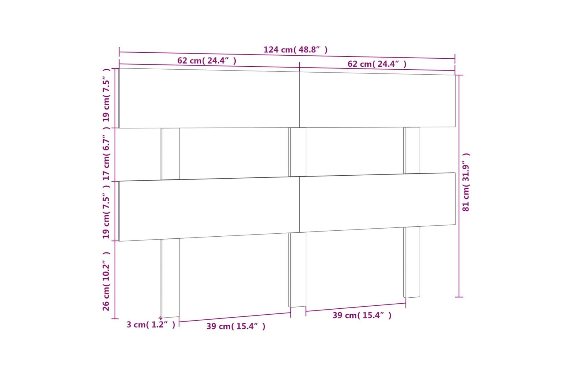 Sängynpääty musta 124x3x81 cm täysi mänty - Musta - Huonekalut - Sänky - Sängyn lisävarusteet & sängynpäädyt - Sängynpääty