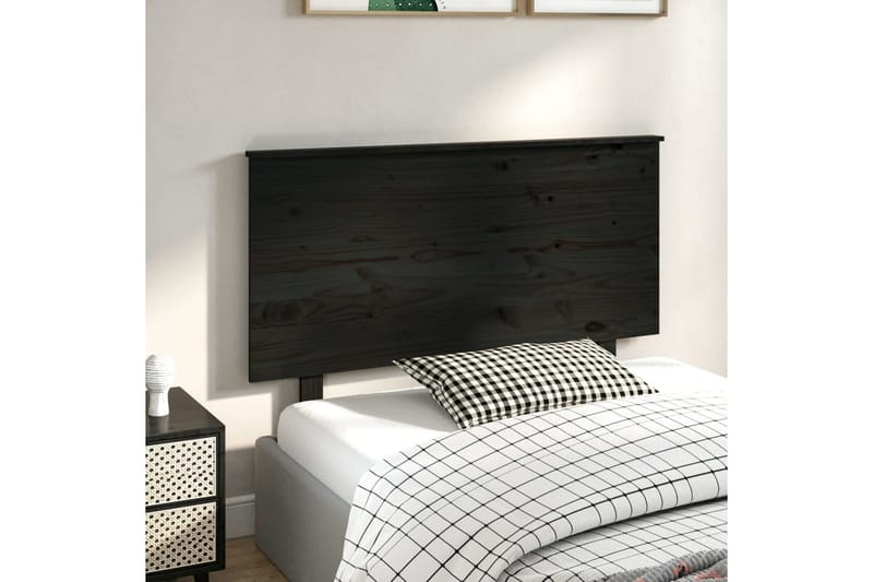 Sängynpääty musta 124x6x82,5 cm täysi mänty - Musta - Huonekalut - Sänky - Sängyn lisävarusteet & sängynpäädyt - Sängynpääty