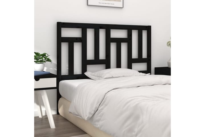 Sängynpääty musta 125,5x4x100 cm täysi mänty - Musta - Sängynpääty