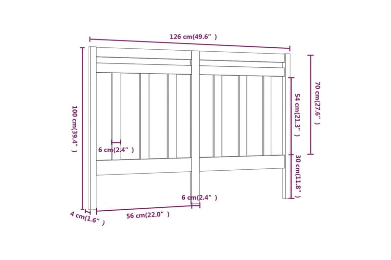 Sängynpääty musta 126x4x100 cm täysi mänty - Musta - Huonekalut - Sänky - Sängyn lisävarusteet & sängynpäädyt - Sängynpääty