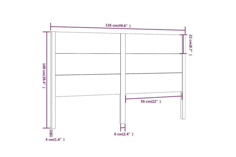 Sängynpääty musta 126x4x100 cm täysi mänty - Musta - Huonekalut - Sänky - Sängyn lisävarusteet & sängynpäädyt - Sängynpääty