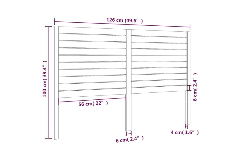 Sängynpääty musta 126x4x100 cm täysi mänty - Musta - Huonekalut - Sänky - Sängyn lisävarusteet & sängynpäädyt - Sängynpääty