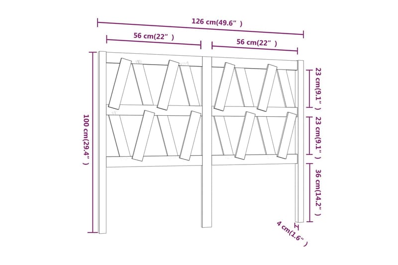 Sängynpääty musta 126x4x100 cm täysi mänty - Musta - Sängynpääty