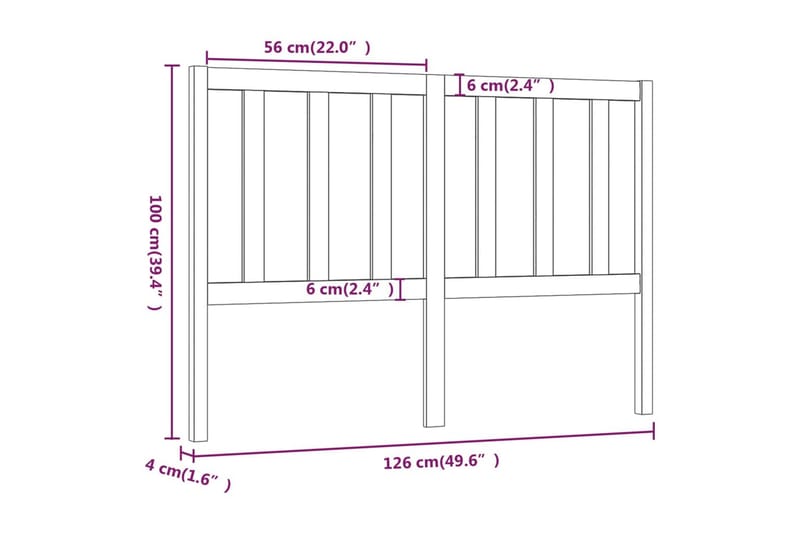 Sängynpääty musta 126x4x100 cm täysi mänty - Musta - Huonekalut - Sänky - Sängyn lisävarusteet & sängynpäädyt - Sängynpääty