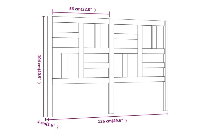 Sängynpääty musta 126x4x104 cm täysi mänty - Musta - Sängynpääty