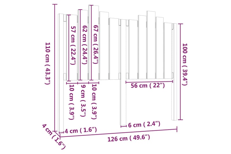 Sängynpääty musta 126x4x110 cm täysi mänty - Musta - Huonekalut - Sänky - Sängyn lisävarusteet & sängynpäädyt - Sängynpääty