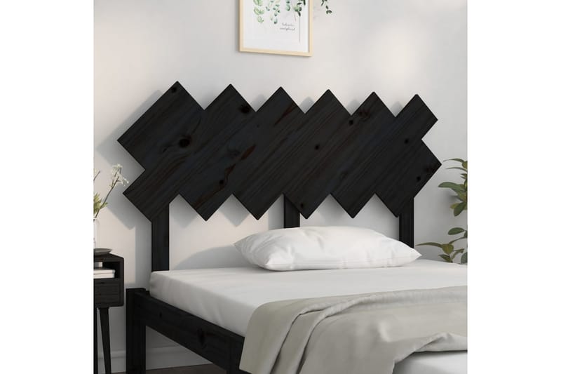 Sängynpääty musta 132x3x81 cm täysi mänty - Musta - Huonekalut - Sänky - Sängyn lisävarusteet & sängynpäädyt - Sängynpääty