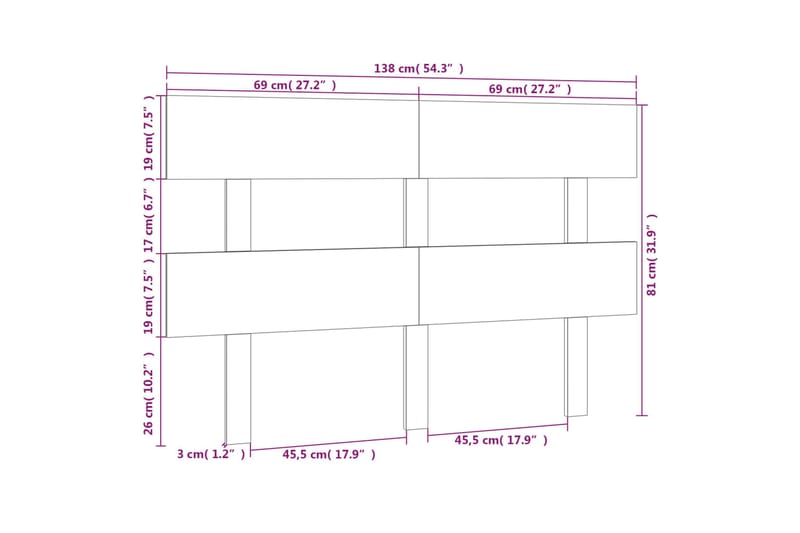 Sängynpääty musta 138x3x81 cm täysi mänty - Musta - Huonekalut - Sänky - Sängyn lisävarusteet & sängynpäädyt - Sängynpääty