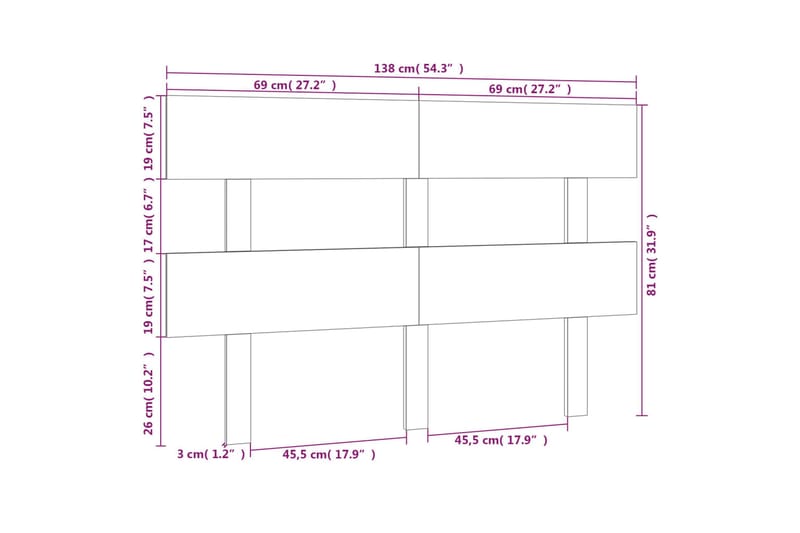 Sängynpääty musta 138x3x81 cm täysi mänty - Musta - Sängynpääty