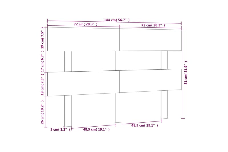 Sängynpääty musta 144x3x81 cm täysi mänty - Musta - Huonekalut - Sänky - Sängyn lisävarusteet & sängynpäädyt - Sängynpääty