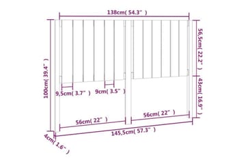 Sängynpääty musta 145,5x4x100 cm täysi mänty - Musta - Huonekalut - Sänky - Sängyn lisävarusteet & sängynpäädyt - Sängynpääty