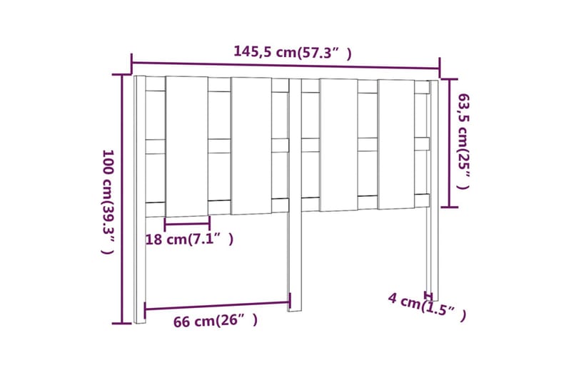 Sängynpääty musta 145,5x4x100 cm täysi mänty - Musta - Huonekalut - Sänky - Sängyn lisävarusteet & sängynpäädyt - Sängynpääty