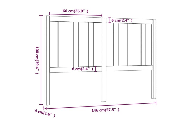 Sängynpääty musta 146x4x100 cm täysi mänty - Musta - Huonekalut - Sänky - Sängyn lisävarusteet & sängynpäädyt - Sängynpääty