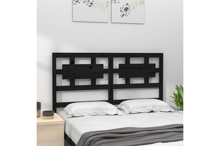 Sängynpääty musta 155,5x4x100 cm täysi mänty - Musta - Sängynpääty