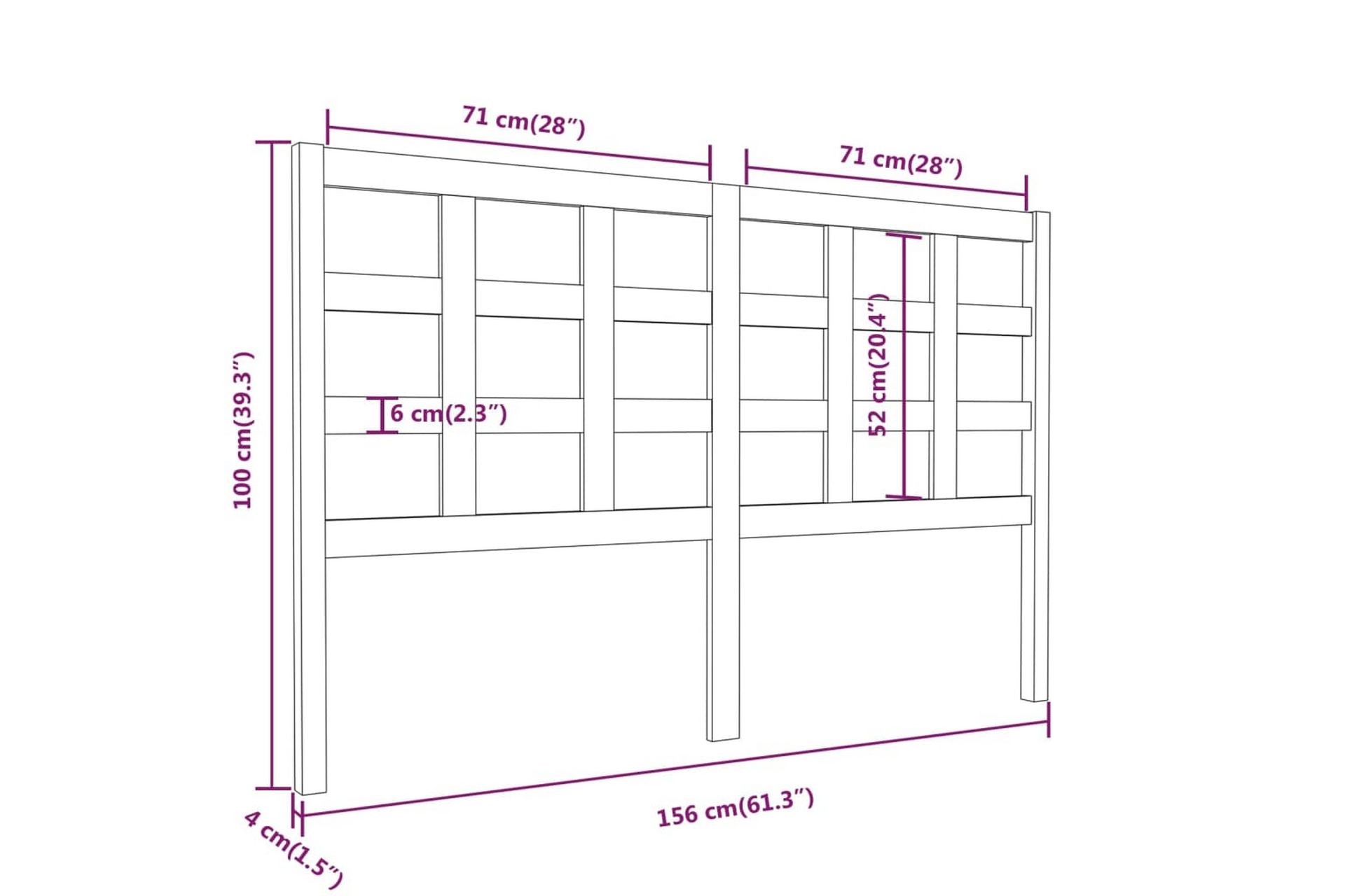 Sängynpääty musta 156x4x100 cm täysi mänty - Musta - Huonekalut - Sänky - Sängyn lisävarusteet & sängynpäädyt - Sängynpääty