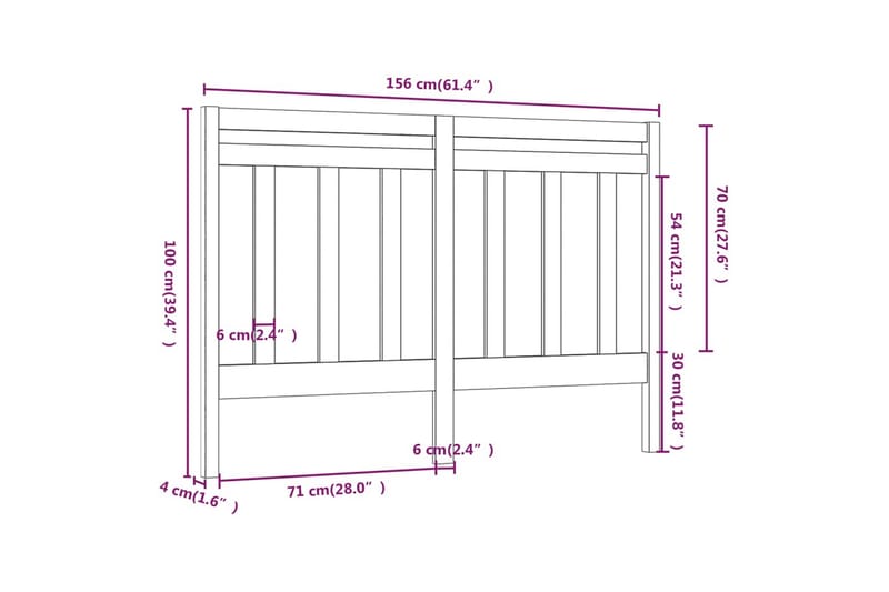 Sängynpääty musta 156x4x100 cm täysi mänty - Musta - Huonekalut - Sänky - Sängyn lisävarusteet & sängynpäädyt - Sängynpääty