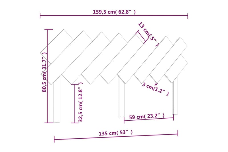 Sängynpääty musta 159,5x3x80,5 cm täysi mänty - Musta - Sängynpääty