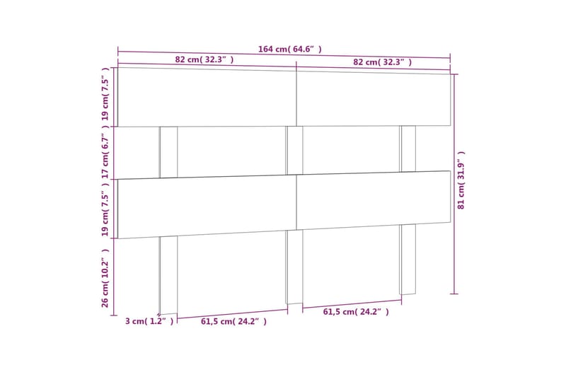 Sängynpääty musta 164x3x81 cm täysi mänty - Musta - Huonekalut - Sänky - Sängyn lisävarusteet & sängynpäädyt - Sängynpääty