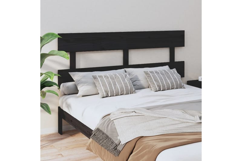 Sängynpääty musta 164x3x81 cm täysi mänty - Musta - Huonekalut - Sänky - Sängyn lisävarusteet & sängynpäädyt - Sängynpääty