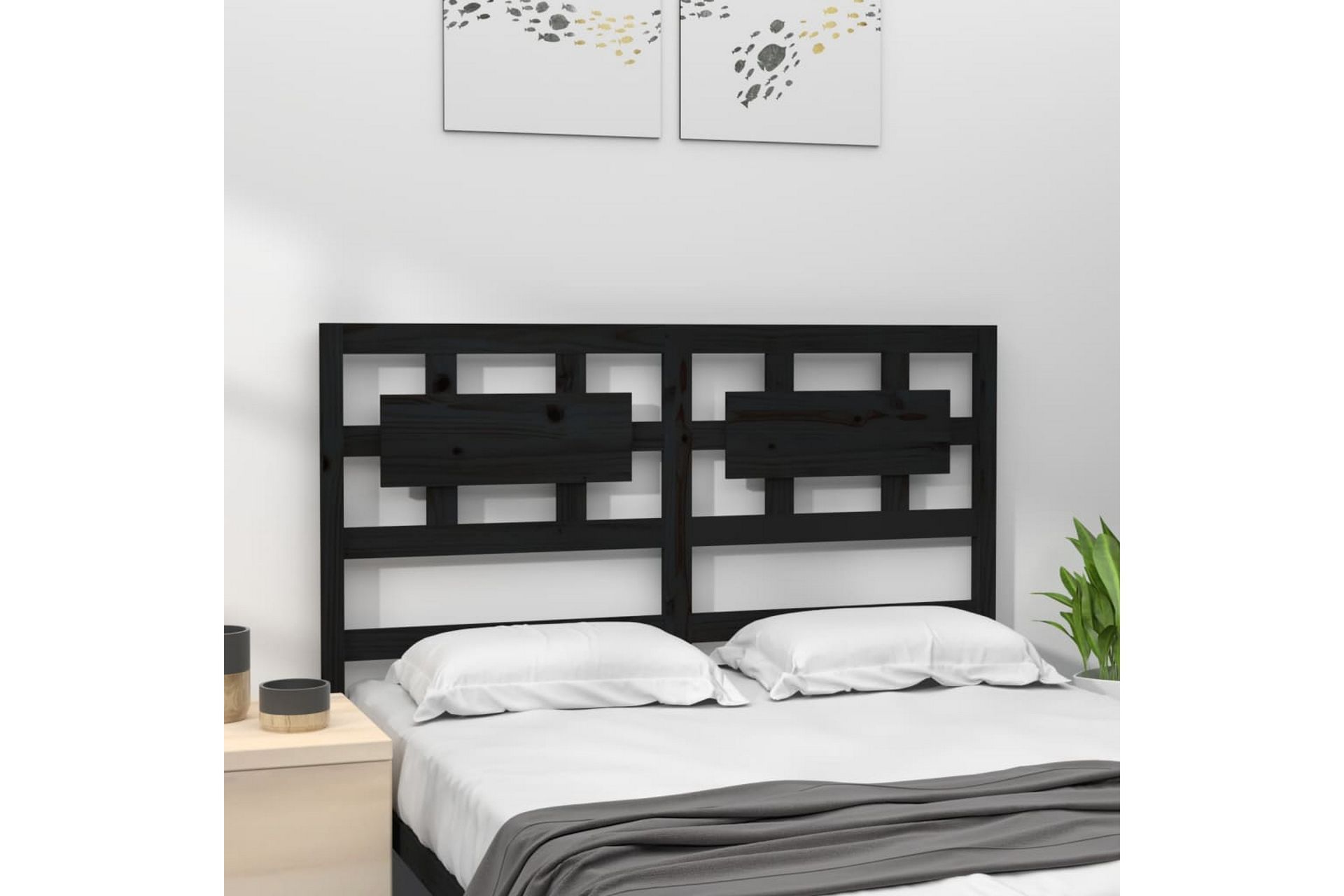 Sängynpääty musta 165,5x4x100 cm täysi mänty - Musta - Huonekalut - Sänky - Sängyn lisävarusteet & sängynpäädyt - Sängynpääty