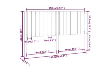 Sängynpääty musta 165,5x4x100 cm täysi mänty - Musta - Huonekalut - Sänky - Sängyn lisävarusteet & sängynpäädyt - Sängynpääty