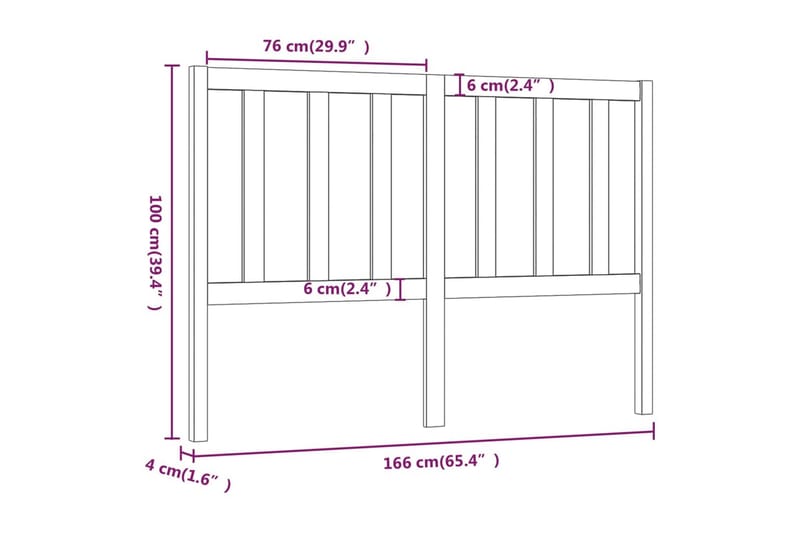 Sängynpääty musta 166x4x100 cm täysi mänty - Musta - Huonekalut - Sänky - Sängyn lisävarusteet & sängynpäädyt - Sängynpääty