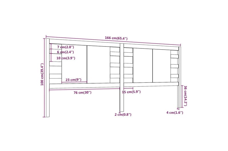 Sängynpääty musta 166x4x100 cm täysi mänty - Musta - Huonekalut - Sänky - Sängyn lisävarusteet & sängynpäädyt - Sängynpääty