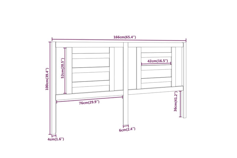 Sängynpääty musta 166x4x100 cm täysi mänty - Musta - Huonekalut - Sänky - Sängyn lisävarusteet & sängynpäädyt - Sängynpääty