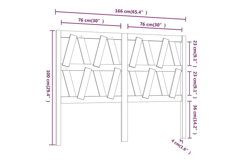 Sängynpääty musta 166x4x100 cm täysi mänty - Musta - Huonekalut - Sänky - Sängyn lisävarusteet & sängynpäädyt - Sängynpääty
