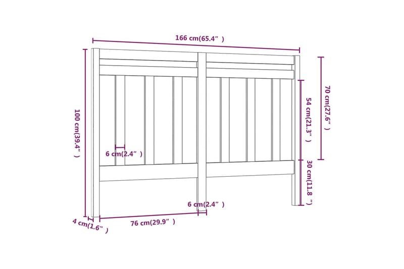 Sängynpääty musta 166x4x100 cm täysi mänty - Musta - Huonekalut - Sänky - Sängyn lisävarusteet & sängynpäädyt - Sängynpääty
