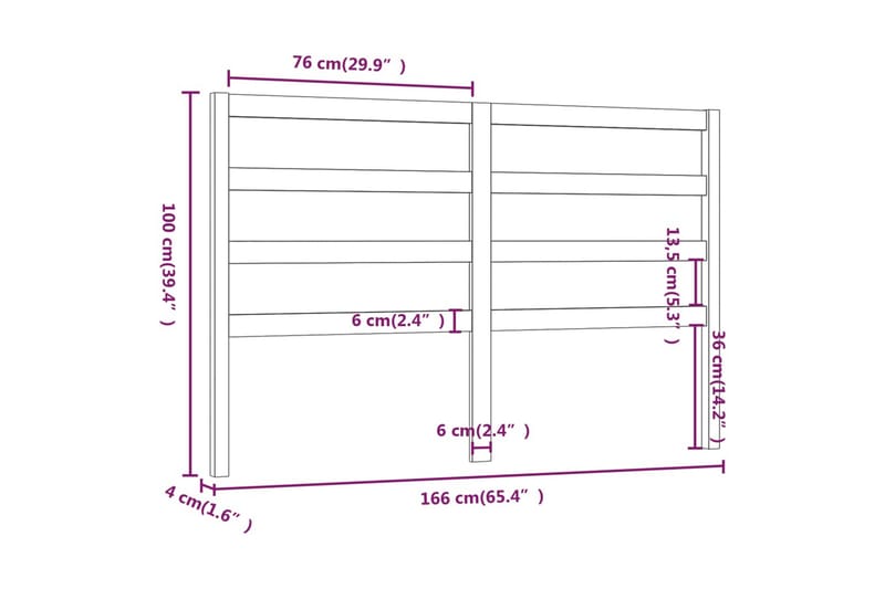 Sängynpääty musta 166x4x100 cm täysi mänty - Musta - Huonekalut - Sänky - Sängyn lisävarusteet & sängynpäädyt - Sängynpääty
