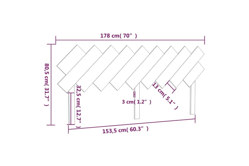 Sängynpääty musta 178x3x80,5 cm täysi mänty - Musta - Sängynpääty