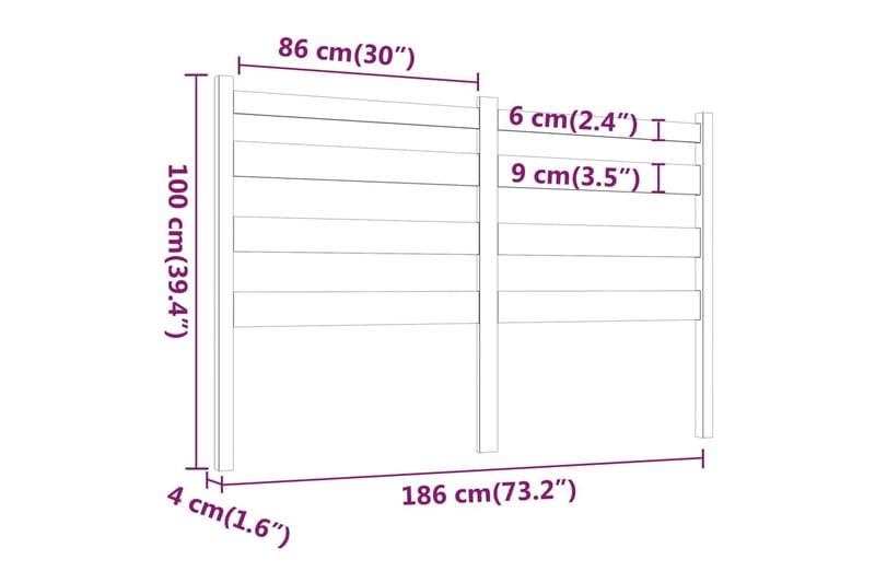 Sängynpääty musta 186x4x100 cm täysi mänty - Musta - Sängynpääty