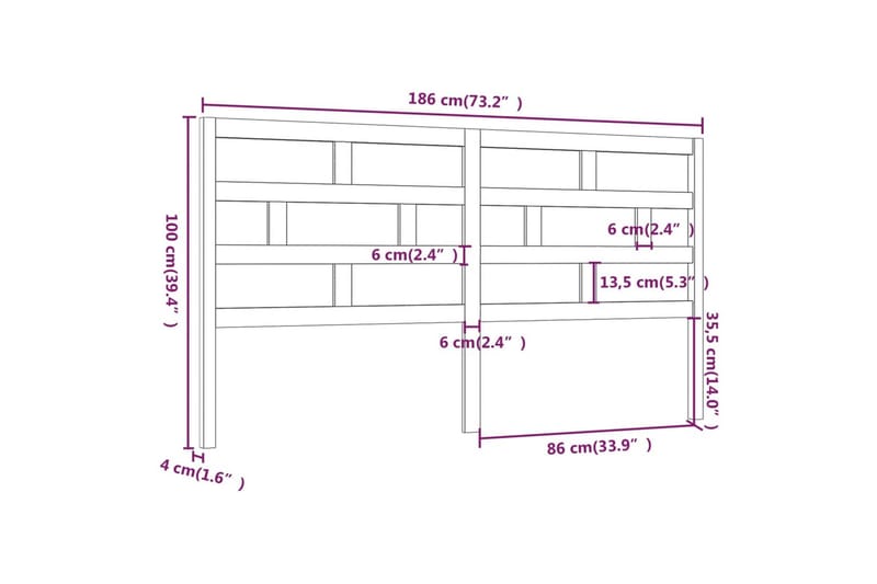 Sängynpääty musta 186x4x100 cm täysi mänty - Musta - Huonekalut - Sänky - Sängyn lisävarusteet & sängynpäädyt - Sängynpääty