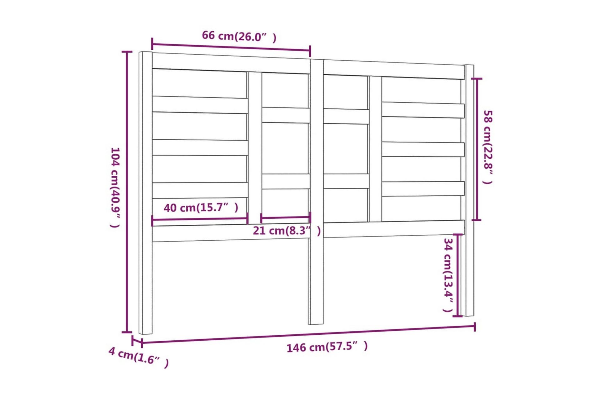 Sängynpääty musta 186x4x100 cm täysi mänty - Musta - Huonekalut - Sänky - Sängyn lisävarusteet & sängynpäädyt - Sängynpääty