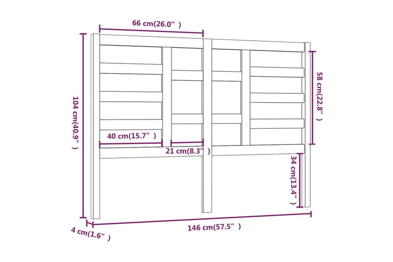 Sängynpääty musta 186x4x100 cm täysi mänty - Musta - Huonekalut - Sänky - Sängyn lisävarusteet & sängynpäädyt - Sängynpääty