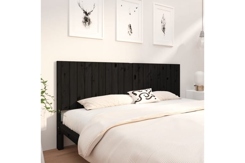 Sängynpääty musta 205,5x4x100 cm täysi mänty - Musta - Huonekalut - Sänky - Sängyn lisävarusteet & sängynpäädyt - Sängynpääty