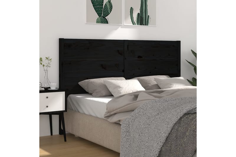 Sängynpääty musta 206x4x100 cm täysi mänty - Musta - Huonekalut - Sänky - Sängyn lisävarusteet & sängynpäädyt - Sängynpääty
