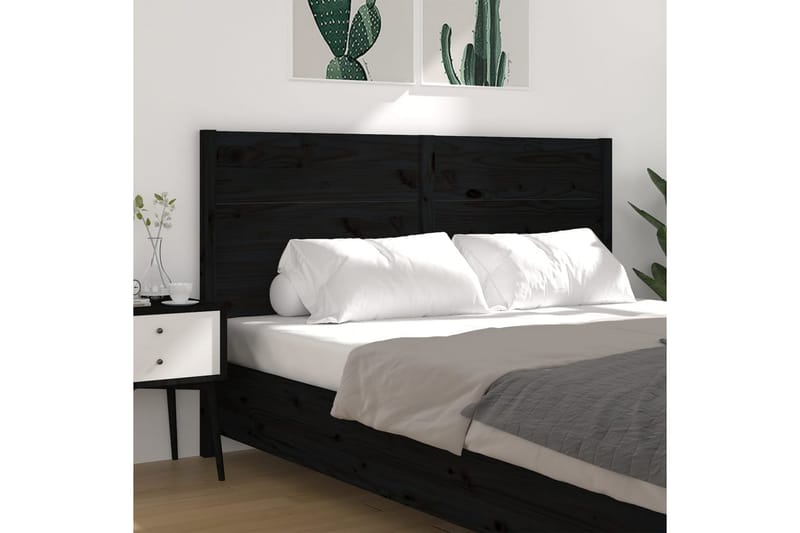Sängynpääty musta 206x4x100 cm täysi mänty - Musta - Huonekalut - Sänky - Sängyn lisävarusteet & sängynpäädyt - Sängynpääty