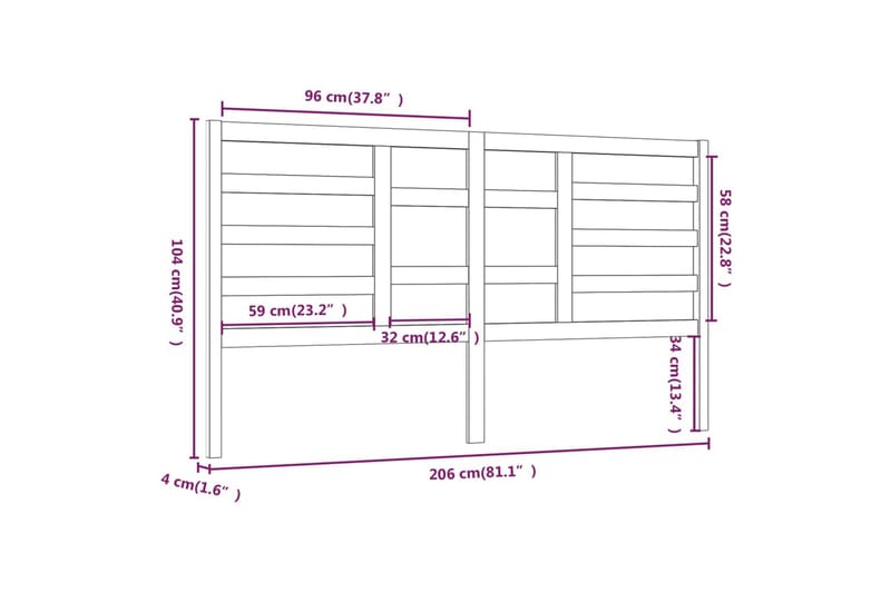 Sängynpääty musta 206x4x104 cm täysi mänty - Musta - Huonekalut - Sänky - Sängyn lisävarusteet & sängynpäädyt - Sängynpääty