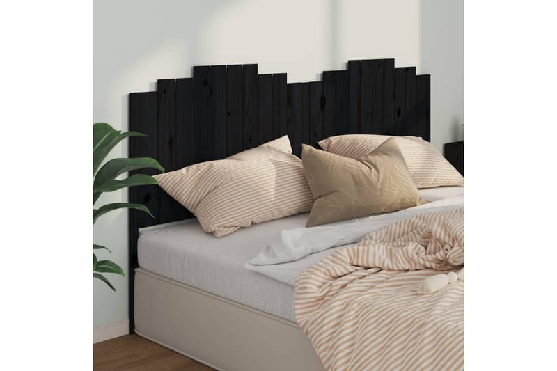 Sängynpääty musta 206x4x110 cm täysi mänty - Musta - Huonekalut - Sänky - Sängyn lisävarusteet & sängynpäädyt - Sängynpääty