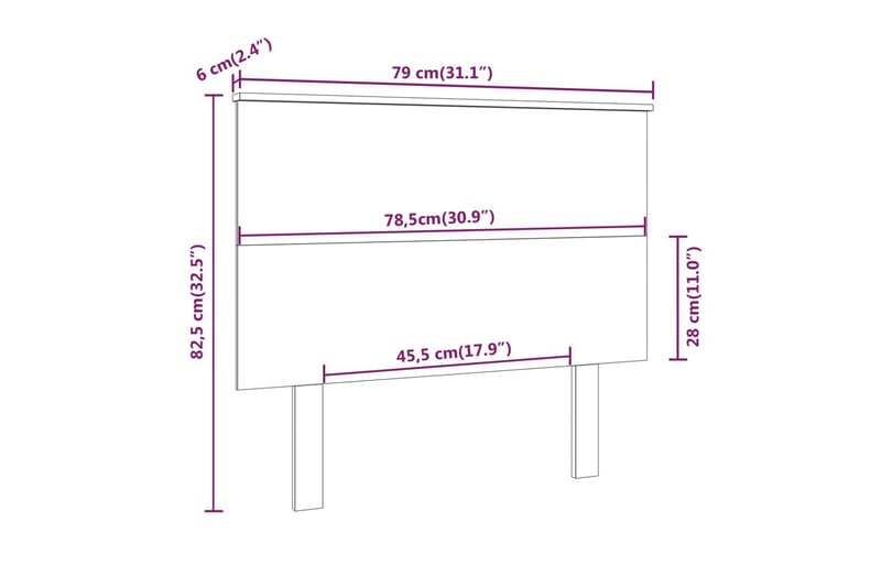 Sängynpääty musta 79x6x82,5 cm täysi mänty - Musta - Huonekalut - Sänky - Sängyn lisävarusteet & sängynpäädyt - Sängynpääty