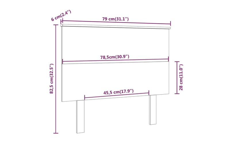 Sängynpääty musta 79x6x82,5 cm täysi mänty - Musta - Sängynpääty