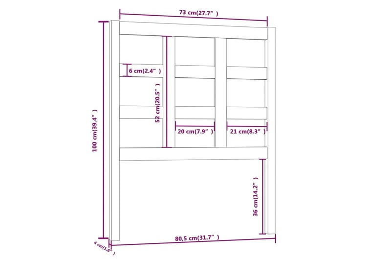 Sängynpääty musta 80,5x4x100 cm täysi mänty - Musta - Huonekalut - Sänky - Sängyn lisävarusteet & sängynpäädyt - Sängynpääty