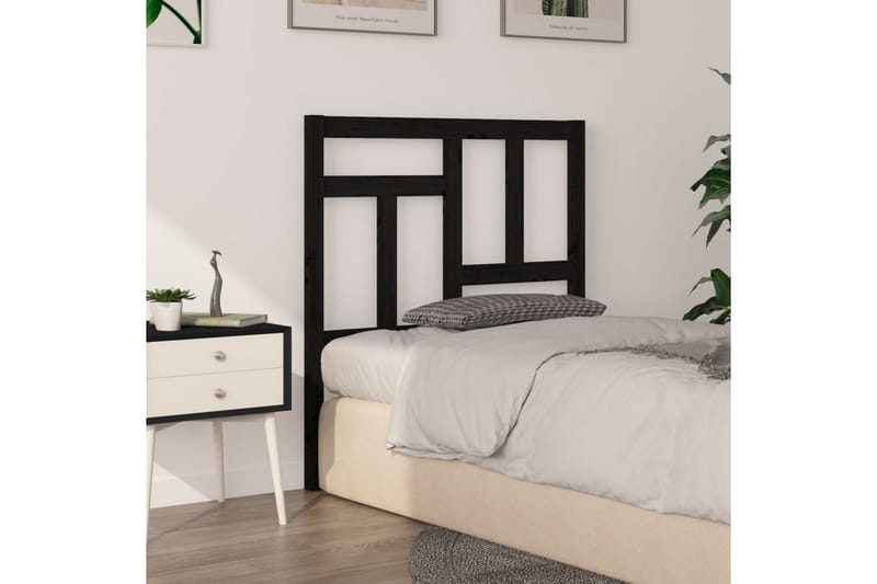 Sängynpääty musta 80,5x4x100 cm täysi mänty - Musta - Huonekalut - Sänky - Sängyn lisävarusteet & sängynpäädyt - Sängynpääty