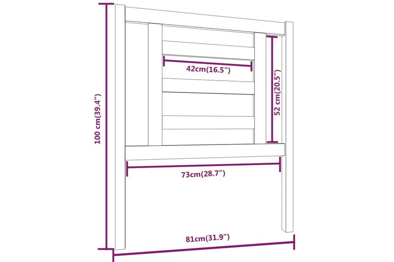 Sängynpääty musta 81x4x100 cm täysi mänty - Musta - Huonekalut - Sänky - Sängyn lisävarusteet & sängynpäädyt - Sängynpääty
