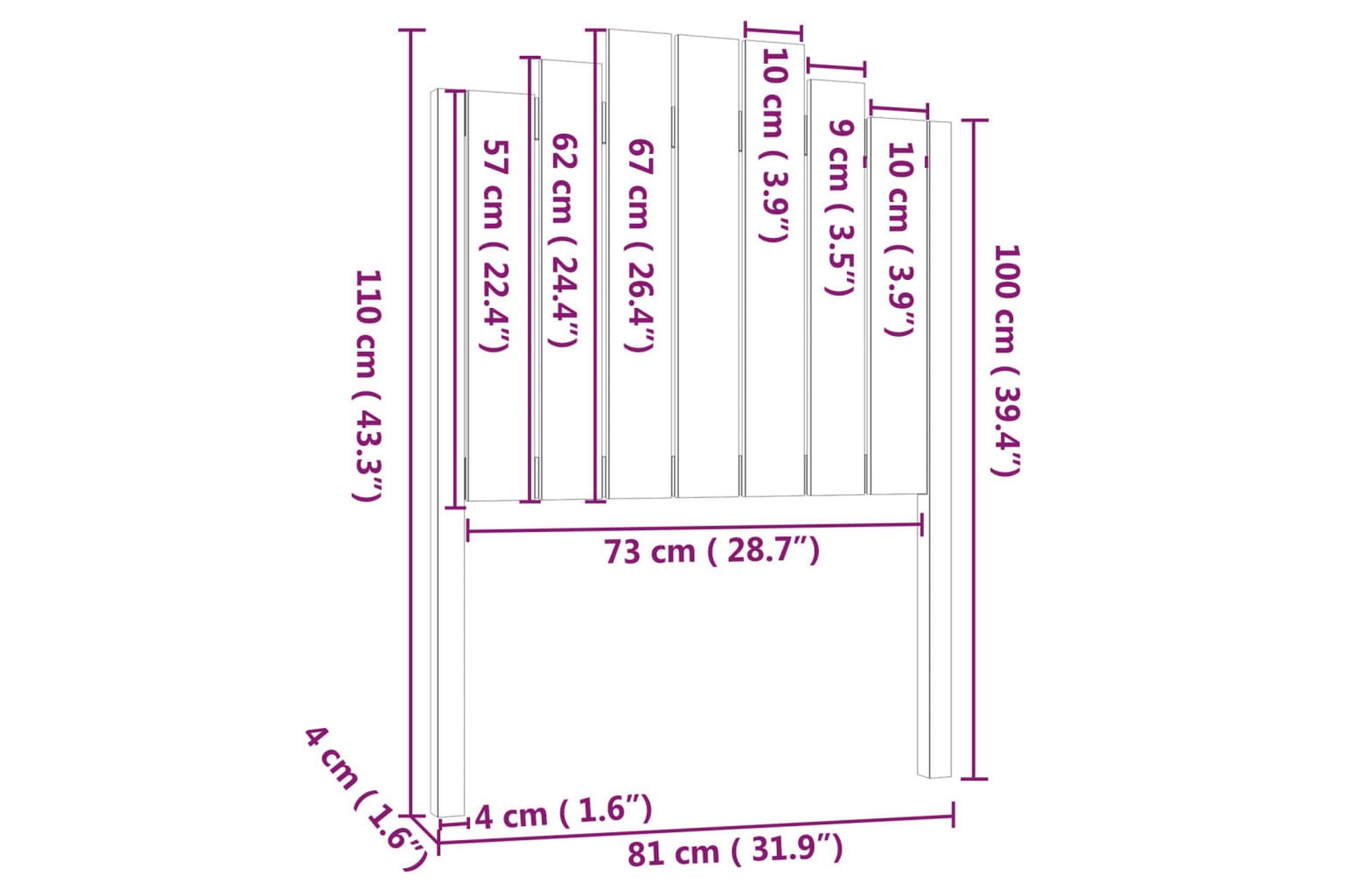 Sängynpääty musta 81x4x110 cm täysi mänty - Musta - Huonekalut - Sänky - Sängyn lisävarusteet & sängynpäädyt - Sängynpääty