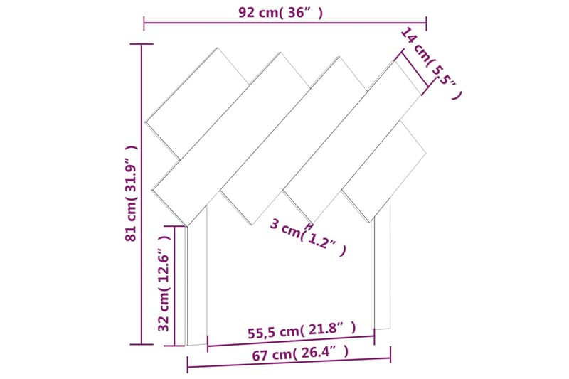 Sängynpääty musta 92x3x81 cm täysi mänty - Musta - Huonekalut - Sänky - Sängyn lisävarusteet & sängynpäädyt - Sängynpääty