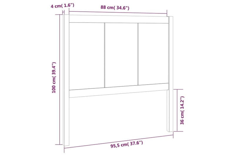 Sängynpääty musta 95,5x4x100 cm täysi mänty - Musta - Huonekalut - Sänky - Sängyn lisävarusteet & sängynpäädyt - Sängynpääty