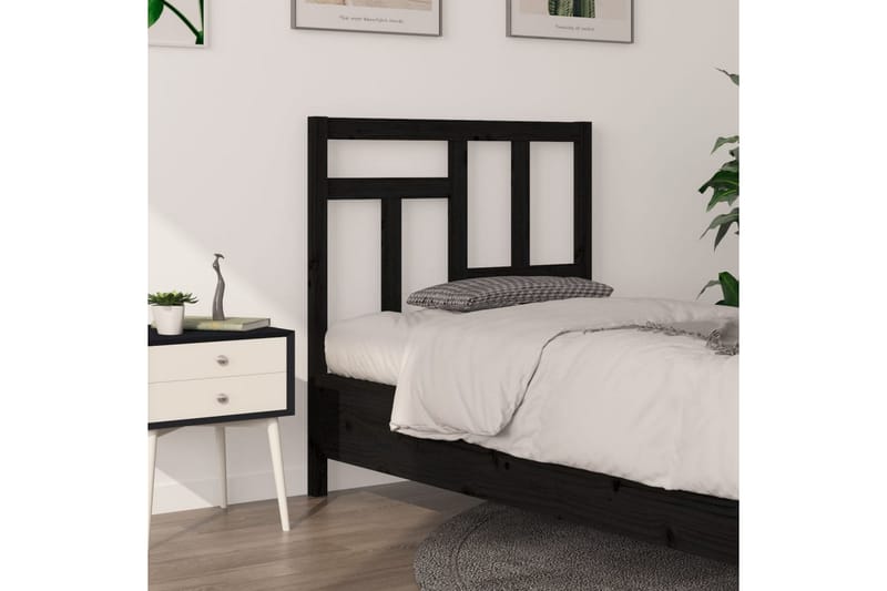 Sängynpääty musta 95,5x4x100 cm täysi mänty - Musta - Huonekalut - Sänky - Sängyn lisävarusteet & sängynpäädyt - Sängynpääty
